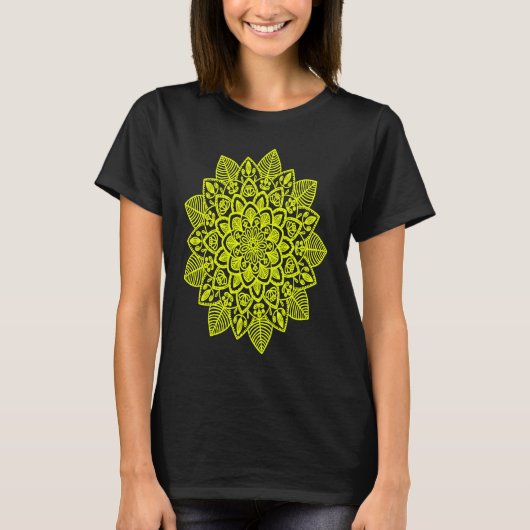 Yoga Workout Yellow Flower Mandala  for Mandala Tシャツ (正面)