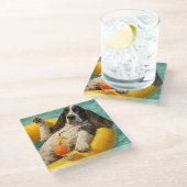 Yogi the Basset Hound Chilling at the Pool ガラスコースター (アングル)