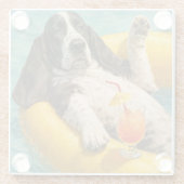 Yogi the Basset Hound Chilling at the Pool ガラスコースター (裏面)