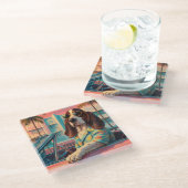 Yogi the Basset Hound Cruising the Beach ガラスコースター (アングル)