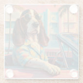Yogi the Basset Hound Cruising the Beach ガラスコースター (裏面)