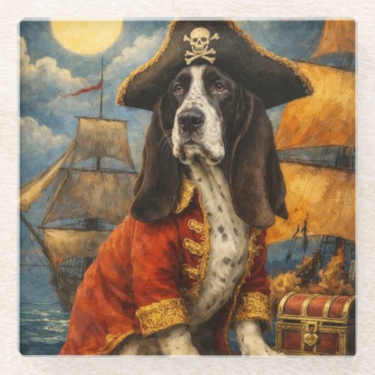 Yogi the Basset Hound Pirate ガラスコースター (正面)