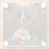 Yogi the Basset Hound Playing Poker ガラスコースター (裏面)