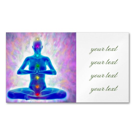 yogi,yoga,チャクラ系，エネルギー，カイ，オーラ，ヒーリ マグネット名刺 (正面)