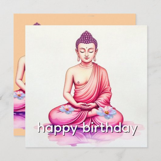 Yogini / Buddha Watercolor Birthday, Meditation カード (正面/裏面)