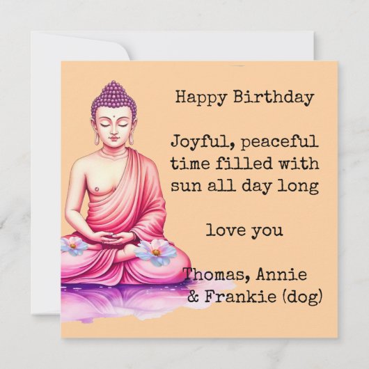 Yogini / Buddha Watercolor Birthday, Meditation カード (裏面)