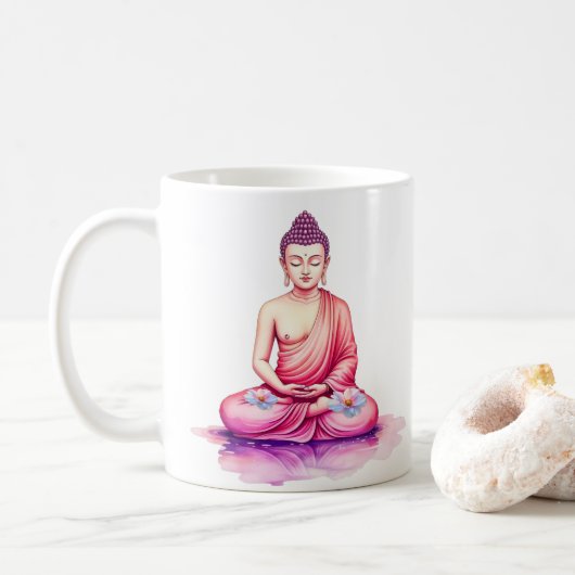Yogini / Buddha Watercolor Cup, Meditation コーヒーマグカップ (ドーナツ)
