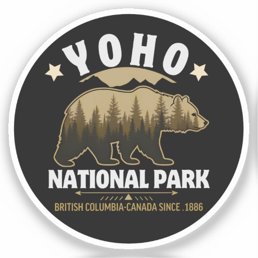 Yoho Bear Design for Nature Lovers – BC Wilderness シール (正面)