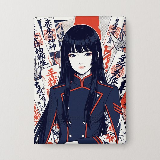 Yokai and protective talismans depicted in a Japan 缶バッジ (正面)