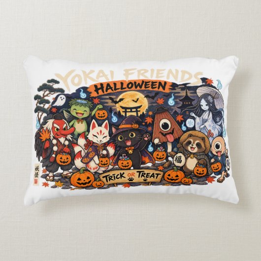Yokai Friends Halloween Accent Pillow アクセントクッション (正面)