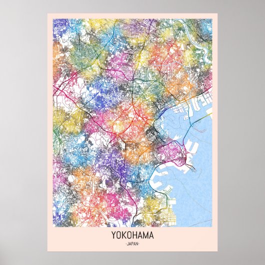 Yokohama Japan City Map ポスター (正面)