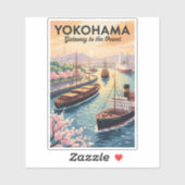 Yokohama Japan Illustration Travel Art Vintage シール (シート)