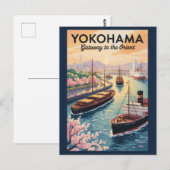 Yokohama Japan Illustration Travel Art Vintage ポストカード (正面/裏面)