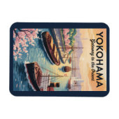 Yokohama Japan Illustration Travel Art Vintage マグネット (横)