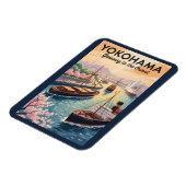 Yokohama Japan Illustration Travel Art Vintage マグネット (左側)