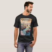 Yokohama Japan Illustration Travel Art Vintage Tシャツ (正面フル)