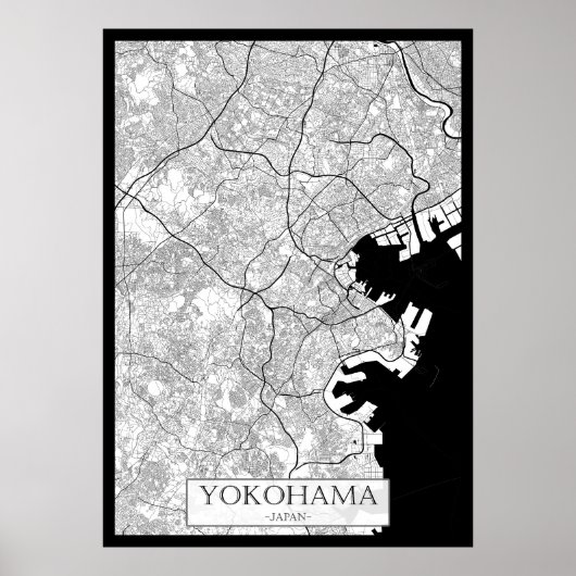 Yokohama Japan Map ポスター (正面)