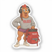 Yolked Gym Hen – Funny Chicken Fitness Workout シール (正面)