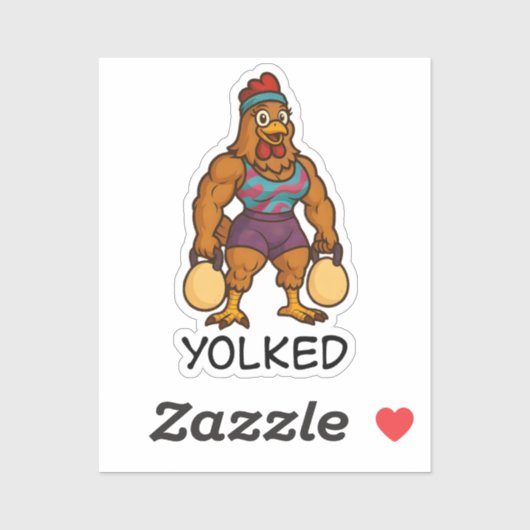 Yolked Hen – Funny Strong Chicken Kettlebell Gym シール (シート)
