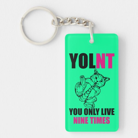 YOLNTただ9つの時猫のキーホルダー住んでいます キーホルダー (正面)