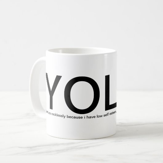 YOLO -ただ一度住んでいます! 私を救済して下さい コーヒーマグカップ (正面左)