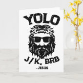 Yolo Jk Brb Jesus Funny Easter Day Ressurection Ch カード (黄色い花)