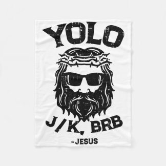 Yolo Jk Brb Jesus Funny Easter Day Ressurection Ch フリースブランケット