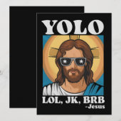 YOLO LOL JK BRB イエス おもしろイースター 招待状 (正面/裏面)