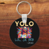 Yolo Lol Jk Brb Jesus Jesus Easter Christmas おもしろい キーホルダー (正面)