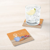 Yom Kippur Break-the-Fast:コーヒー、ザグラナーズ スクエアペーパーコースター (インサイチュ)