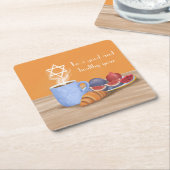 Yom Kippur Break-the-Fast:コーヒー、ザグラナーズ スクエアペーパーコースター (アングル)