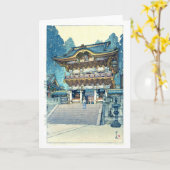 Yomeimon Gate, Hiroshi Yoshida, Woodcut カード (黄色い花)