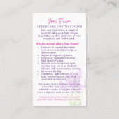 YONI STEAMプリ/ポストアフターケア指導カード 名刺 (裏面)