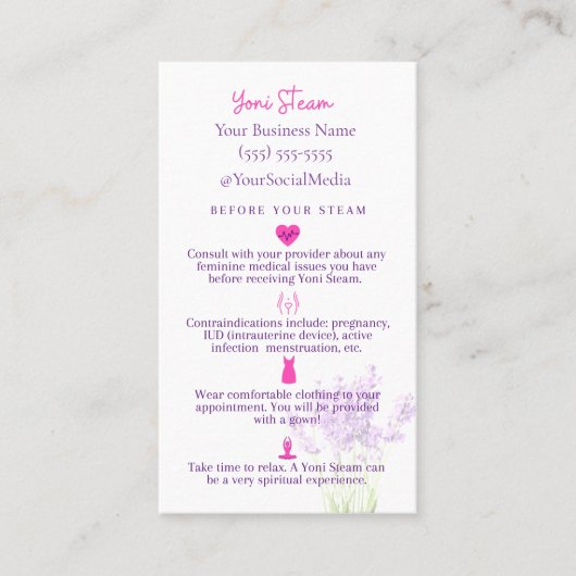 YONI STEAMプリ/ポストアフターケア指導カード 名刺 (正面)