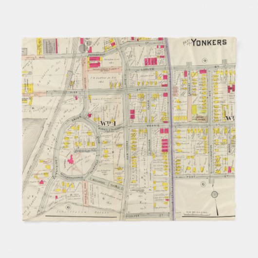 Yonkersの地図の地図書 フリースブランケット (正面(横))
