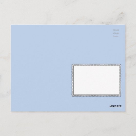 Yoo Hoo Owl Greeting in Blue ポストカード (裏面)