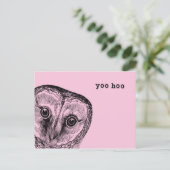Yoo Hoo Owl Greeting in Pink ポストカード (スタンド正面)