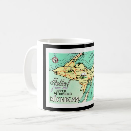 Yooperのヴィンテージの郵便はがきのマグ コーヒーマグカップ (正面左)