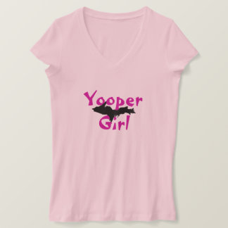 "Yooper女の子"の淡いピンクの上部半島のTシャツ Tシャツ