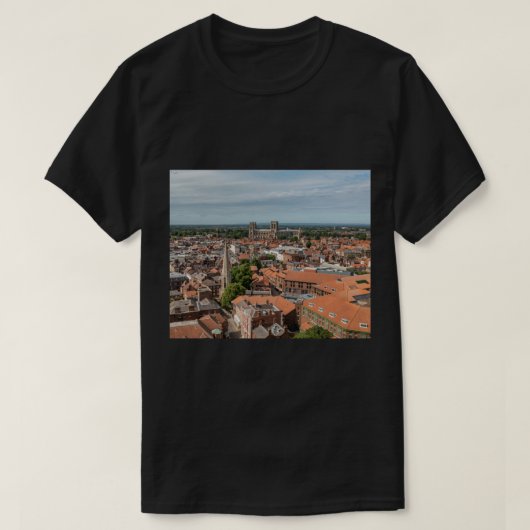 York England UK RooftopsとYork Minster Cathedra Tシャツ (デザイン正面)