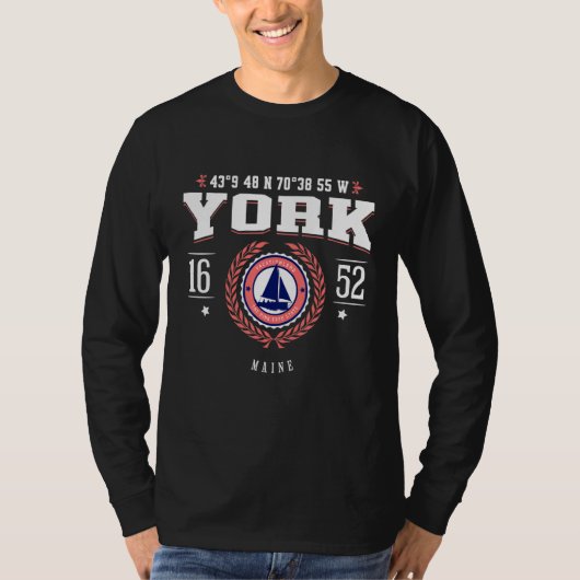 York Maine Nautical Sailboat Beach Souvenir Tシャツ (正面)
