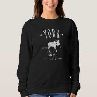 York Maine Usa With Moose Distressed Souvenir   スウェットシャツ