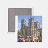 York Minster England Flowers マグネット (正面/裏面)