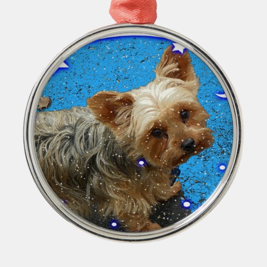 Yorkiのクリスマスのオーナメント メタルオーナメント (正面)