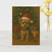 Yorkie Christmas Card カード (黄色い花)