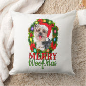YORKIE CHRISTMAS MERRY WOOFMAS Dog Lover Yorkshire クッション (ブランケット)