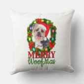 YORKIE CHRISTMAS MERRY WOOFMAS Dog Lover Yorkshire クッション (裏面)