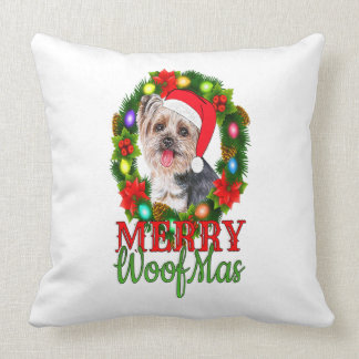 YORKIE CHRISTMAS MERRY WOOFMAS Dog Lover Yorkshire クッション