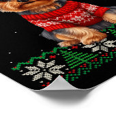 Yorkie Dog Christmas Wearing Ugly Christmas Sweate ポスター (角)