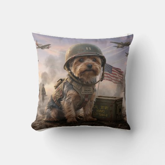 Yorkie Dog Edition | Special Forces Throw Pillow  クッション (正面)